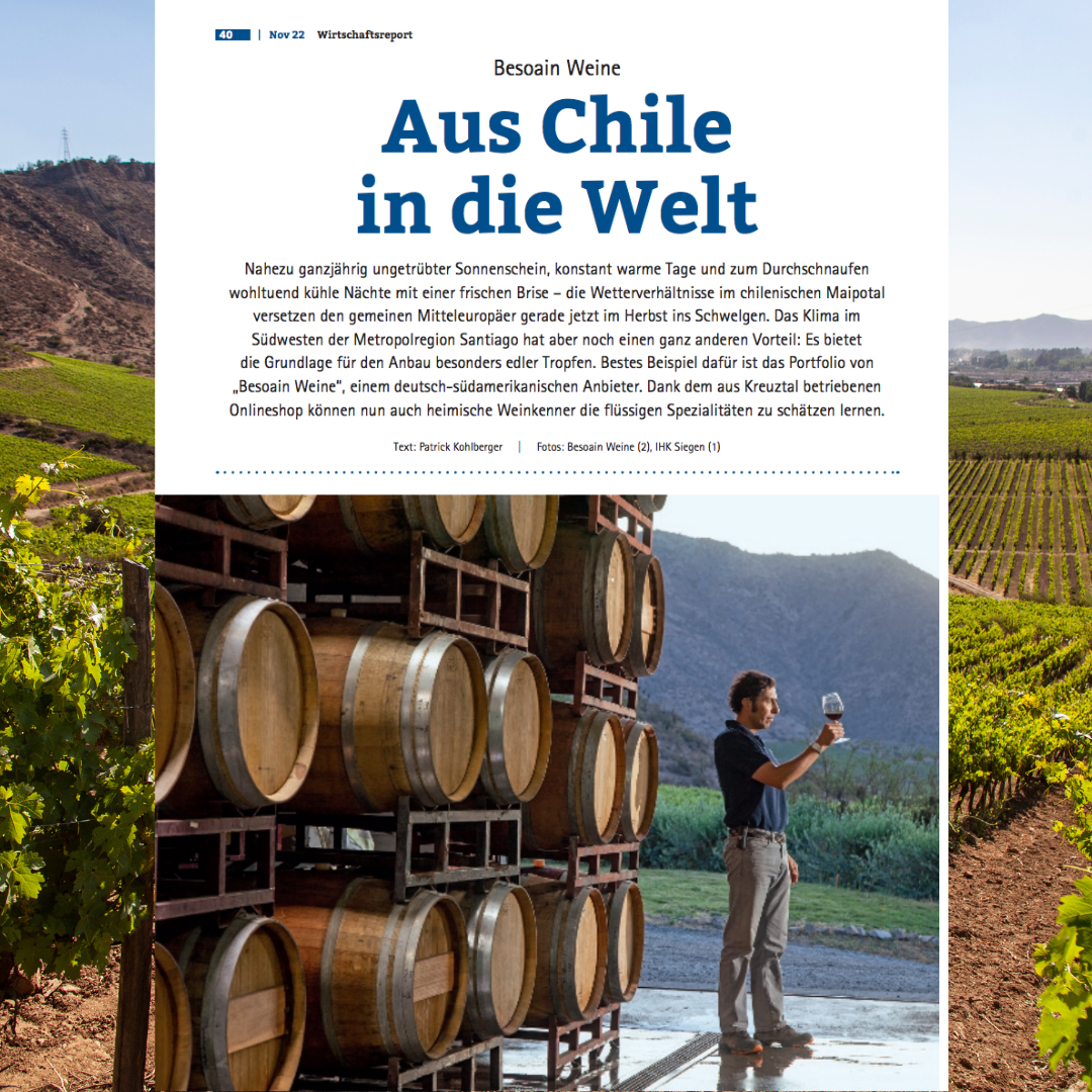 Artikel über Besoain Wines im IHK Wirtschaftsreport Siegen